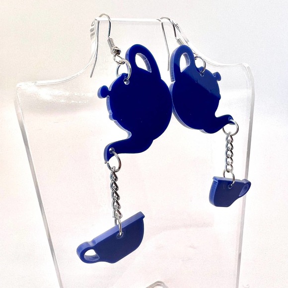 Tea Pot Earrings - Cafe Earrings - Tea Earrings - Novelty Earrings - Statement - Picture 3 of 10